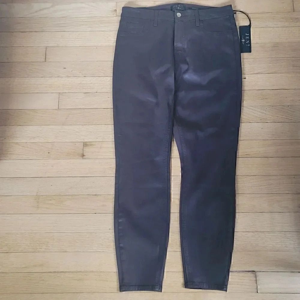 7 For All Mankind Chocolate Brown Faux Leather Pants Size 10 - Picture 4 of 11